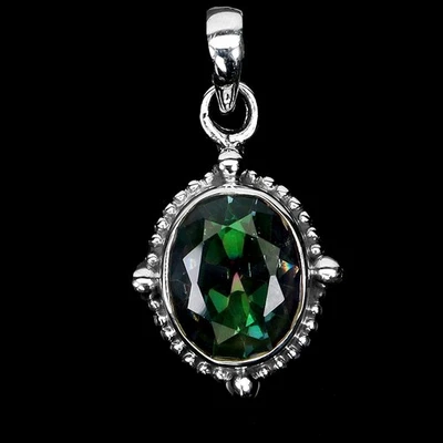 925 Sterling Silver Pendant Oval Mystic Topaz 11x9mm Natural Gemstone Jewelry - Image 1 of 4
