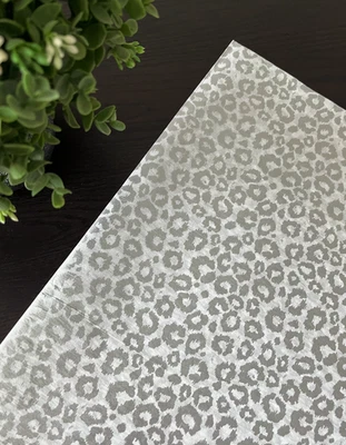 SILVER LEOPARD Design Tissue Paper Sheet Choose Size & Package Amount - Image 1 of 4