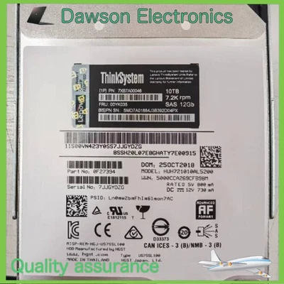 New Lenovo ThinkSystem 7XB7A00046 00YK035  7.2K 10TB 3.5'' SAS 12G hard drive - Image 1 of 3