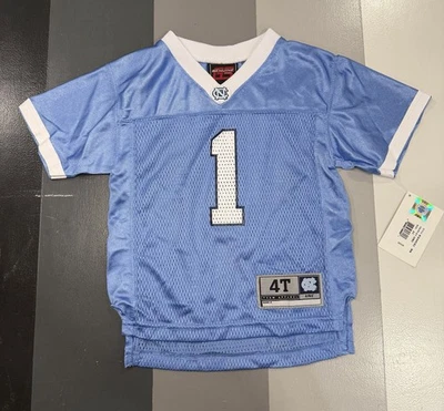 Camiseta de fútbol americano North Carolina Kids #1 tacones alquitranados azul no Nike 4T UNC juvenil Foto 1 de 3