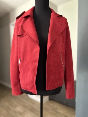 $108 NUEVO CON ETIQUETAS Tahari Rojo Imitación Cuero Blazer Chaqueta Mujer Talla XS Foto 1 de 4