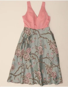 VINTAGE Womens Sleeveless A-Line Dress UK 12 Medium Pink Floral Polyester BU09 - Picture 1 of 4