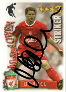 Tarjeta coleccionable Shoot Out firmada por Michael Owen Liverpool 2003/2004 + certificado de autenticidad - Imagen 1 de 1