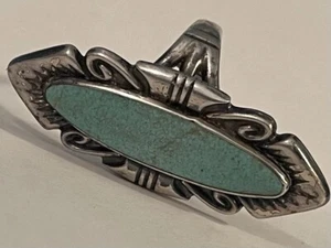 "Anillo turquesa navajo vintage de plata esterlina de la era Fred Harvey 1,5"" talla 6" - Imagen 1 de 11