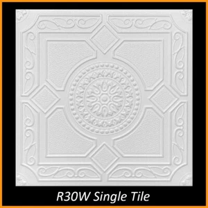 Ceiling Tiles Glue Up Styrofoam 20x20 R30A White Pack of 8 - Picture 1 of 5
