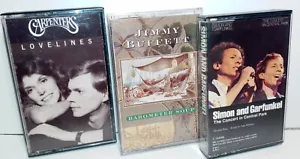 The Carpenters, Simon & Garfunkel, Jimmy Buffet 3 Cassette Tape - Foto 1 di 3