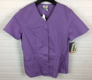 Peaches Small Womens Button Scrub Top Style 4700 Light Purple - Picture 1 of 8