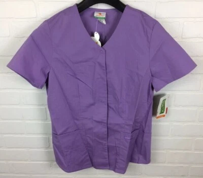 Peaches Small Womens Button Scrub Top Style 4700 Light Purple - Image 1 of 4