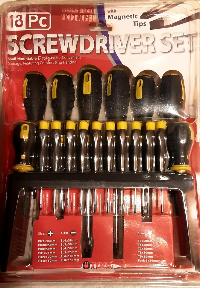 18 Screwdriver Set with Stand Magnetized Steel Tips Comfortable Tool Solutions  - Image 1 of 4