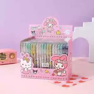 12pcs Cartoon Gel Pen Kawaii Hello Kitty Kuromi Cinnamoroll 0.5 Black - Girls - Picture 1 of 1