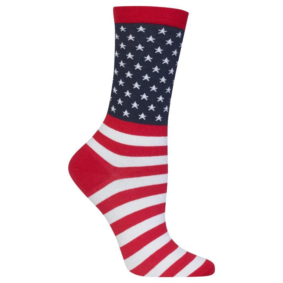 Hot Sox - FLAG (Red) - 1 Pair Women's Socks (Size 9-11) - HS-00550 - Image 1 of 1