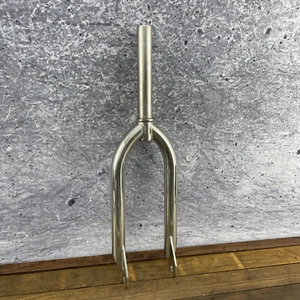 BMX Fork 1 1/8 in Threadless BMX Race Fork 20 in 3/8 Axle Nickel Plated C Logo - Picture 1 of 14