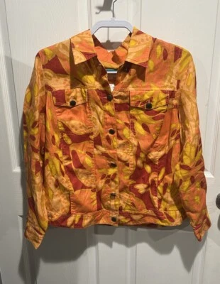 Chaqueta Blazer Lucy and Laurel Ligera de Lino Patrón Geo Para Mujer’s 1X Love! Foto 1 de 3