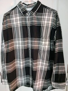 The Boyfriend Shirt Old Navy Long Sleeve Black White Gray Plaid S Large - Picture 1 of 5