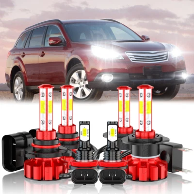 Combo 6X faros LED altos bajos + bombillas antiniebla 6000K para Subaru Outback 2010-2014 Foto 1 de 4