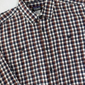 Patagonia Pima Cotton Hemd Herren M braun marine kariert leicht Flanell #53837 - Bild 1 von 7