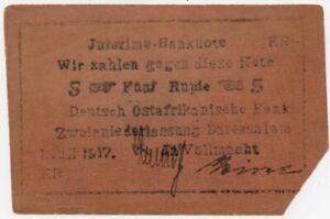DOA 5 Rupie Buschnote 1.7.1917