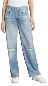$275 NWT RAG & BONE Sz26 DARA LIQUID MIRAMAR HIGH-RISE WIDE-LEG TWILL JEANS  - Picture 1 of 12