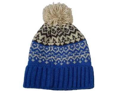 Bebé GAP Gorro Tejido Sombrero Pom Pom Fair Isle Azul y Crema Talla 2-3 años Invierno Foto 1 de 4