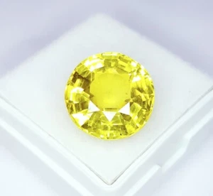 Loose Gemstone Natural Yellow Sapphire Ceylon 11 Ct Certified Round Cut Gem O122 - Picture 1 of 12