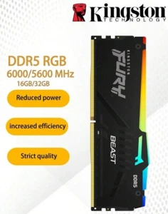Kingston FURY Beast RGB DDR5 16GB (1 x 16GB) 6000MHz DIMM Memory NEW - Picture 1 of 6