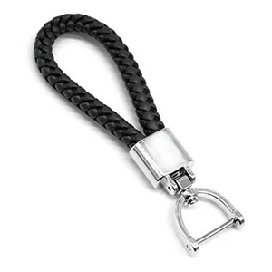 Metall Schlüsselanhänger Schlüsselanhängsel handgewebtes Lederseil schwarz und silber G6V81247 - Bild 1 von 5