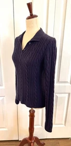 Woman's, Size S, Navy Sweater by Jones New York, Pullover, Collared, 100% Cotton - Picture 1 of 7