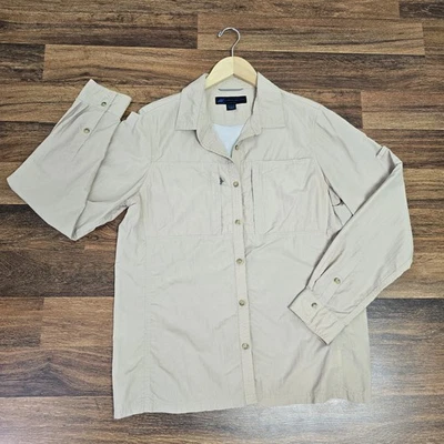 EMS Eastern Mountain 运动衬衫女式大号通风户外卷边袖 — 第 1/4 张图片