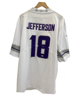 Camiseta deportiva autografiada firmada por Justin Jefferson #18 de la NFL certificado de autenticidad bajo Foto 1 de 4