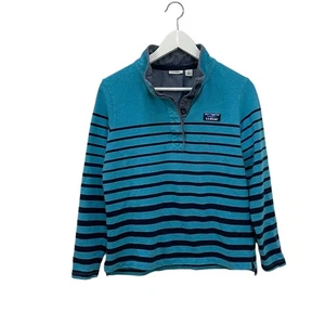 LL Bean Gr. PS türkis & marineblau gestreift Baumwolle adretter Rugby Henley Pullover Shirt - Bild 1 von 7