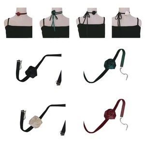 Exaggerated Big Flower Necklace Jewelry for Women Girls Cosplay Choker Chain - Picture 1 of 9