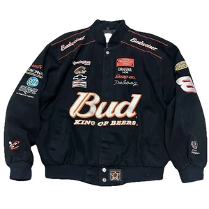 Vintage Dale Earnhardt Jr Black Bud Nascar Jacket Sz Large CHASE AUTHENTICS - Picture 1 of 12