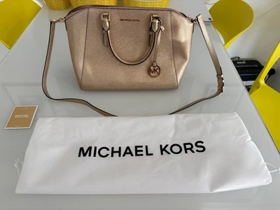 Michael Kors Gold Saffiano Leather Shoulder Crossbody Multiway Bag Handbag Ciara - Image 1 of 4