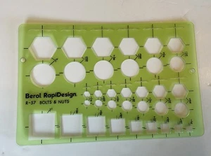 Berol RapiDesign Drafting Template R-57 Bolts & Nuts VINTAGE - Picture 1 of 1