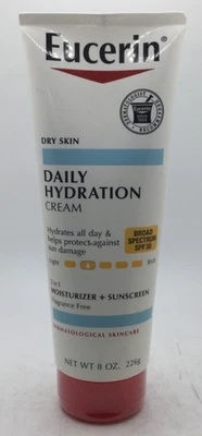 Eucerin Dry Skin Daily Hydration Cream, Moisturizer + Sunscreen, SPF30, 09/2026 - Image 1 of 2