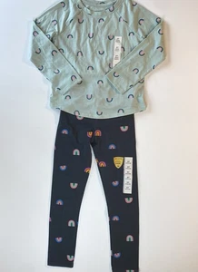 NEW Cat & Jack Girls Rainbow Long Sleeve Top and Rainbow Leggings Set 5T - Picture 1 of 2