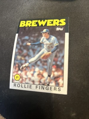 1986 Topps Baseball Card #185 Rollie Fingers Milwaukee Brewers NmMt Free Ship! - Image 1 of 3