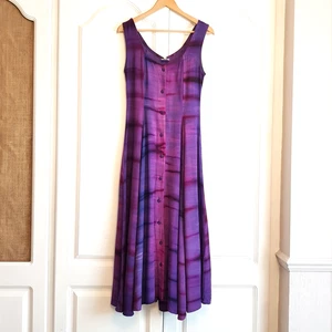 LOUD - Size M (10/12) Hand-Dyed and Handmade Purple Sleeveless Summer Dress - Picture 1 of 8