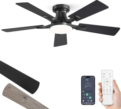 42 Inch Ceiling Fan with Light, App&Remote Control, Flush Mount Low Profile, Dim - Image 1 of 4