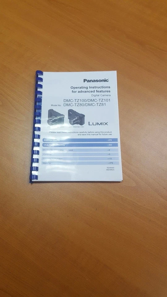 PANASONIC LUMIX TZ100 TZ101 TZ80 TZ81 MANUALE ISTRUZIONI STAMPATO 406 PAGINE A5