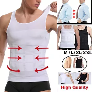 Para hombre Delgado Prendas con Forma Chaleco de Compresión Control de Barriga Formador Corporal Adelgazante Camiseta - Imagen 1 de 37