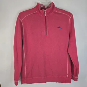 Tommy Bahama Relax Dark Pink 1/4 Zip Pullover Sweater Men's Size Large - Picture 1 of 7