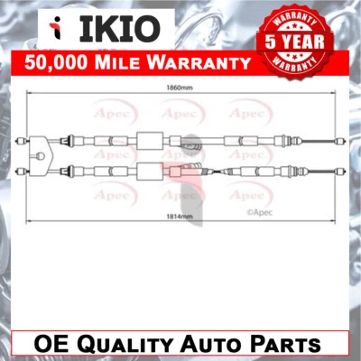 Fits Ford Focus 2004-2012 Focus C-Max 2003-2007 Hand Brake Cable Rear Ikio 0 - Image 1 of 2