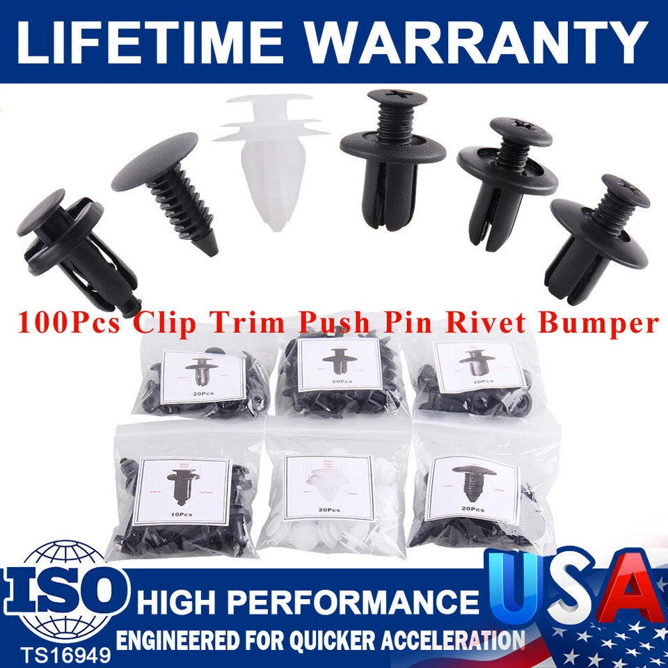 Paquete de 100 clips para guardabarros moldura auto empuje pasador remache parachoques sujetador panel retenedor Foto 1 de 4