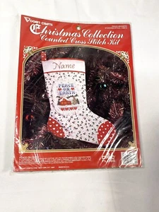vogart crafts counted cross stitch stocking kit peace on earth 2981 a - Picture 1 of 4