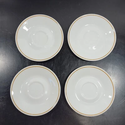 VINTAGE Corelle Dinnerware Saucers "INDIAN SUMMER" Brown Band 4-Piece Set - Image 1 of 4