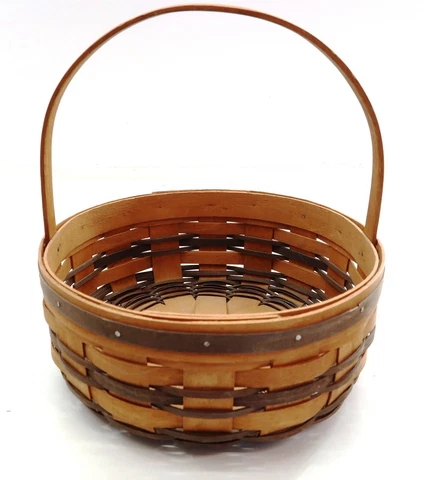 LONGABERGER 10" Round Basket 2 Tone Design with Fixed Handle from 1988 Cover