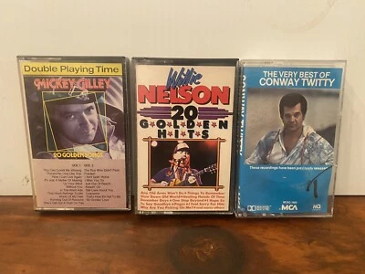 Willie Nelson Conway Twitty Mickey Gilley Cassette Lot (3) Country Music Classic - Image 1 of 4