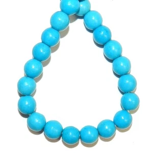 GR2389 Dark Blue Turquoise 6mm Round Magnesite Gemstone Beads 15" - Picture 1 of 3