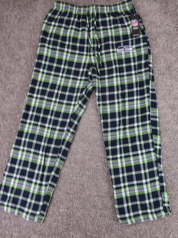 Seattle Seahawks Pants Mens L NFL Team Apparel Flannel Pajama Plaid NWT Cover